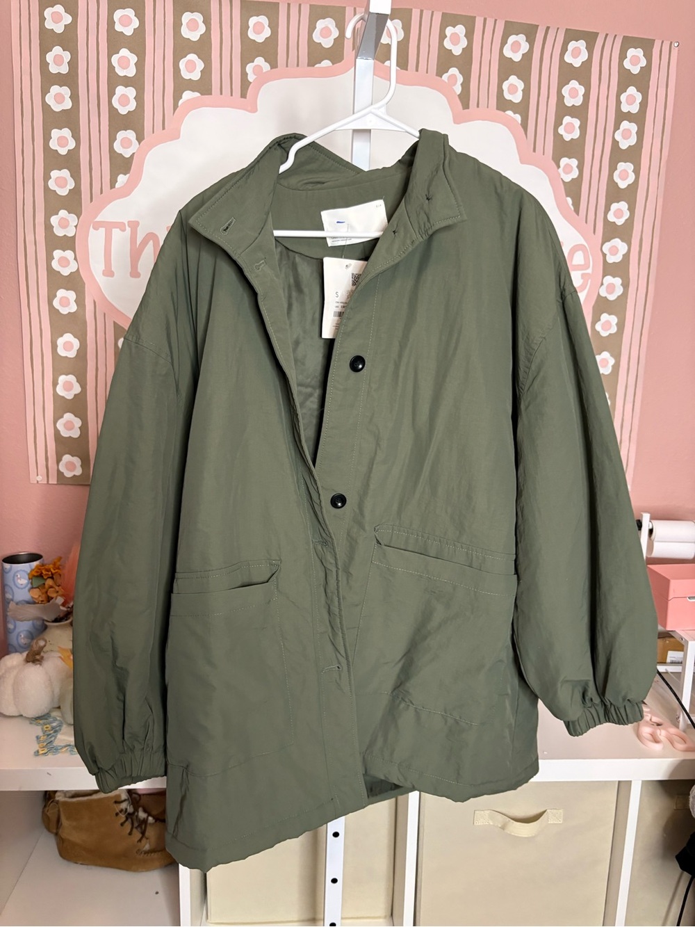 OAK + FORT Oversized Olive Green Oversized Barn Jacket
